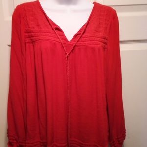 Solitare  Long Sleeves Red Peasant Bo-Ho Size Medium